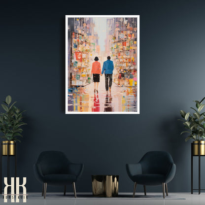 Romantic Couple Urban Cityscape Wall Art - 1