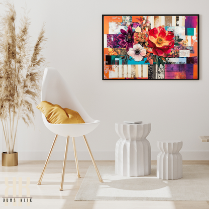 Bold Maximalist Collage Art – Fashion-Inspired Mixed Media Floral Print