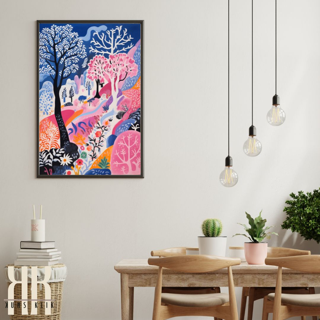 Matisse-Inspired Mountain and Forest Art Print