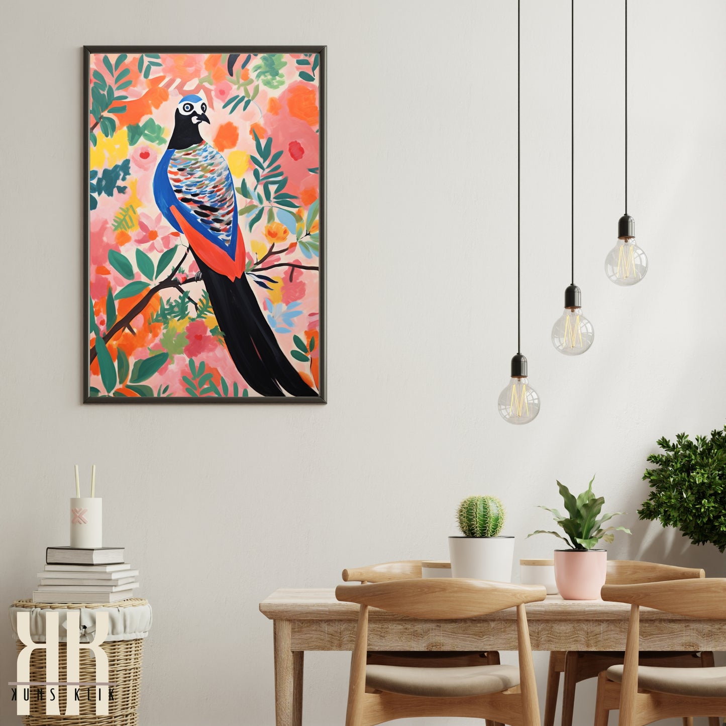 Bright Bold Birds on Botanical Background Art - 11