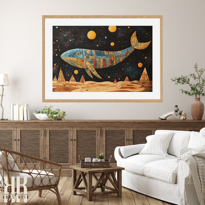 Mystical Whale Floating in the Galaxy - Surreal Space Print