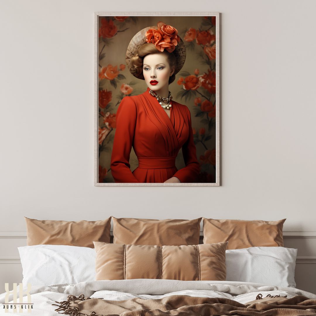 Elegant Retro Women Portraits Art Print