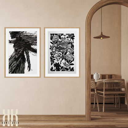 Dark Abstract Figure in Black on White Background