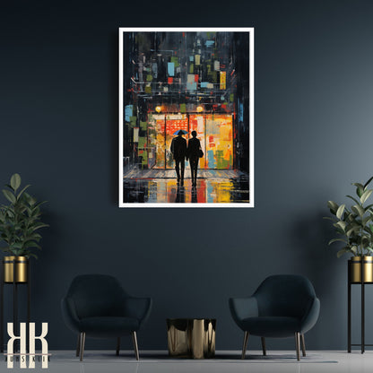 Romantic Couple Urban Cityscape Wall Art - 9