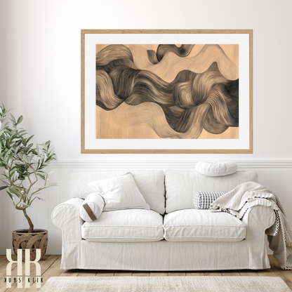 Abstract Curved Line Art Print – Modern Flowing Design