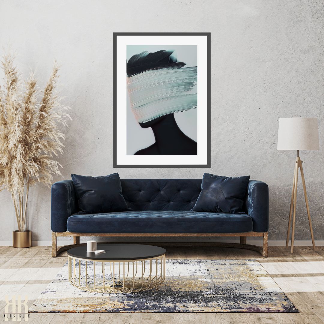 Abstract Art Print of Woman in Modern Monochrome Style