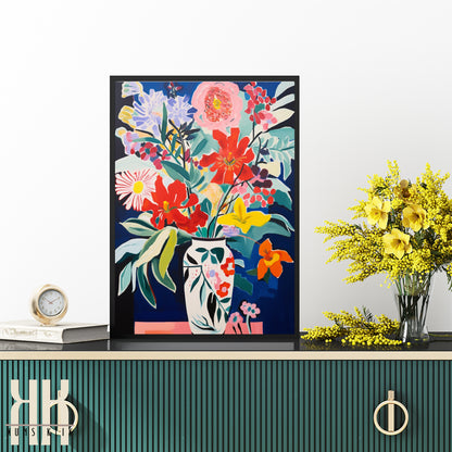 Vibrant Flower Bouquet Contemporary Wall Art - 12