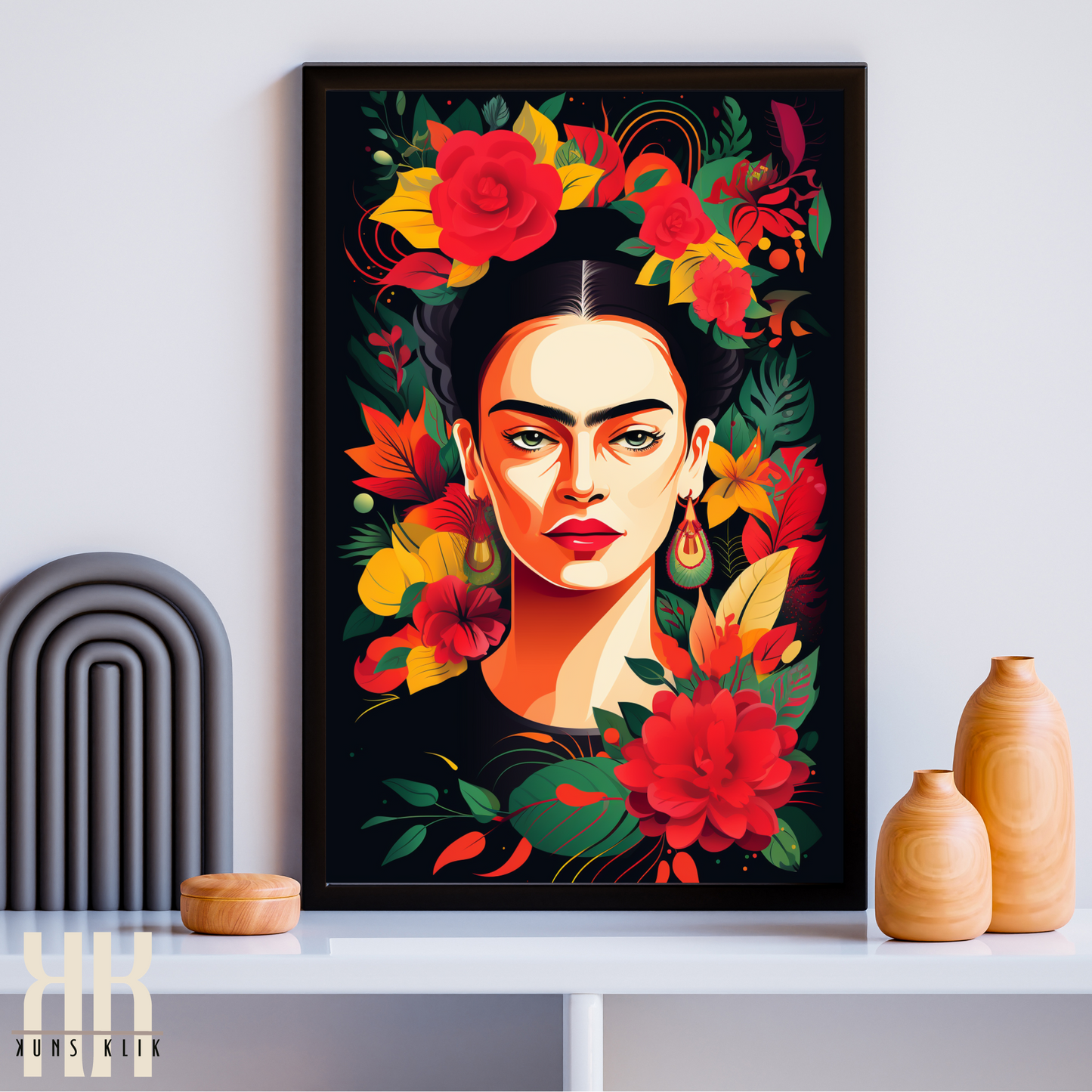 Frida Kahlo Bold Colourful Portrait Wall Art - 1