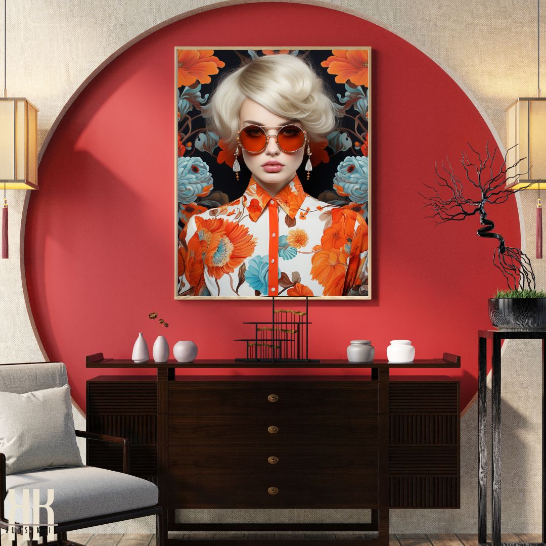 Fashion Woman Floral Wall Art Print