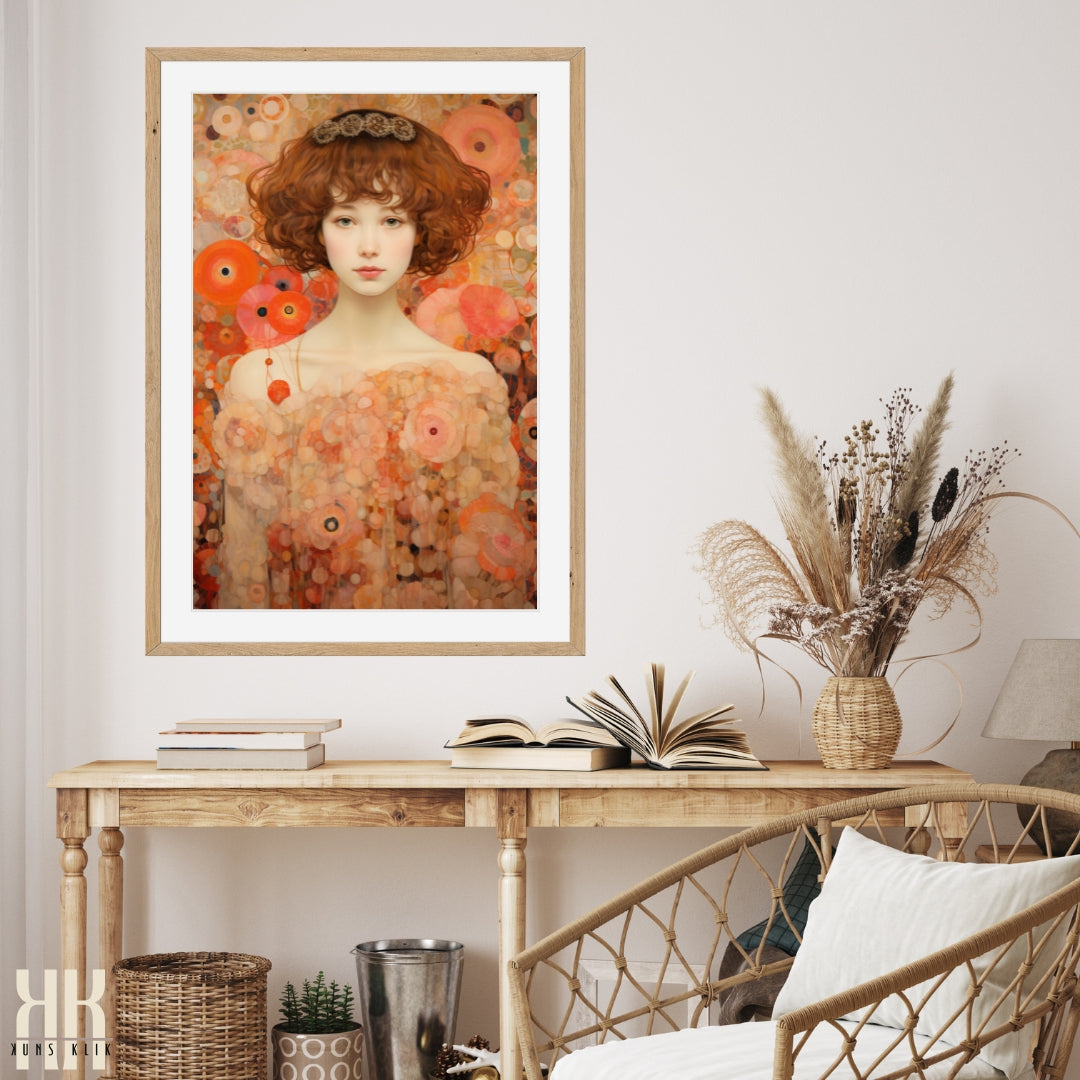 Colourful Flower Field and Female Portrait Art Poster