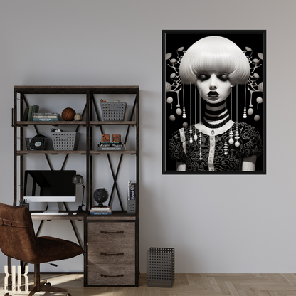 Strange Weird Monochromatic Female Portrait Print