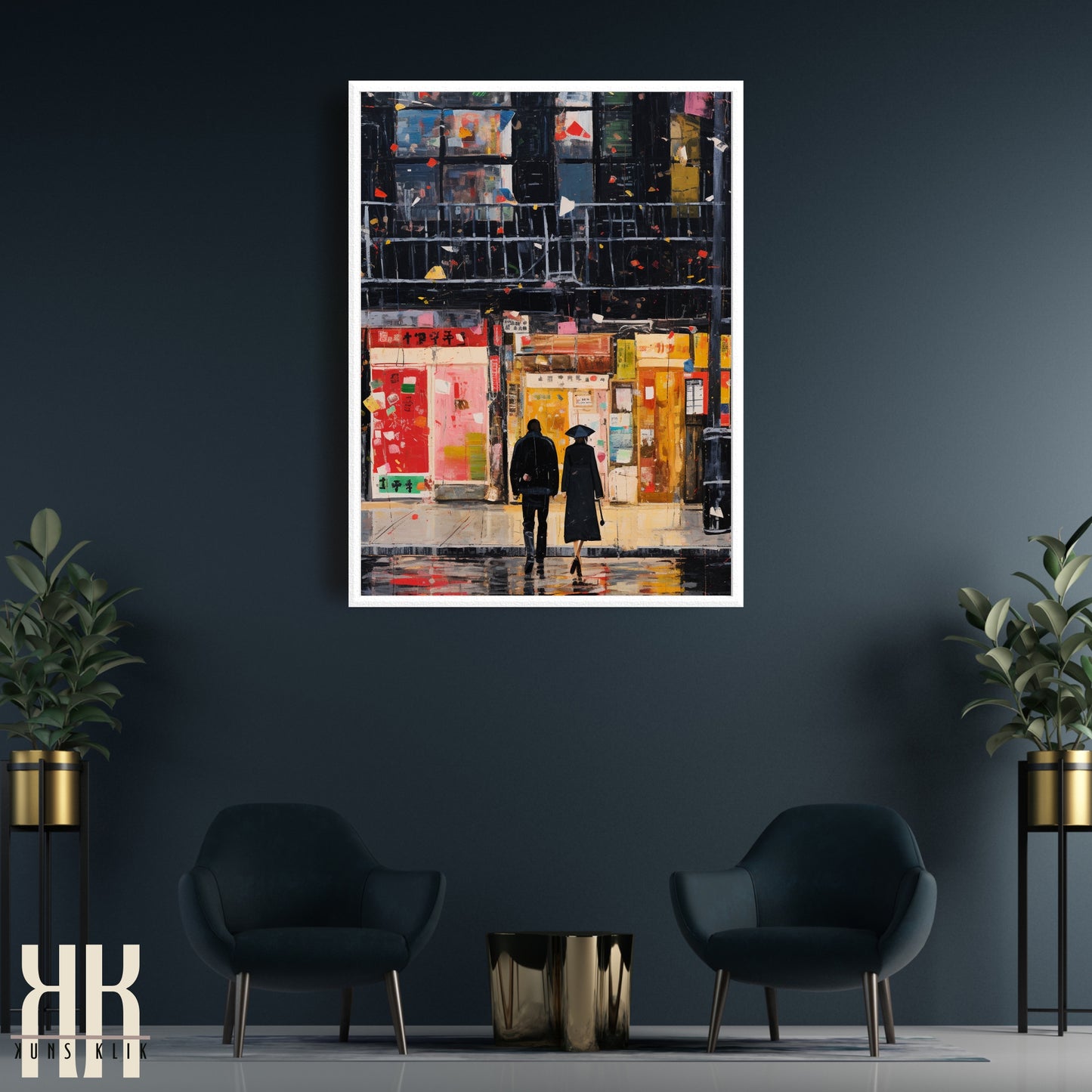 Romantic Couple Urban Cityscape Wall Art - 2