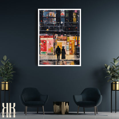 Romantic Couple Urban Cityscape Wall Art - 2