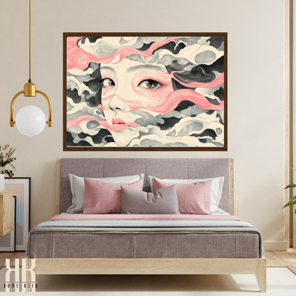 Japanese-Inspired Ethereal Portrait - Fine Art Wall Poster