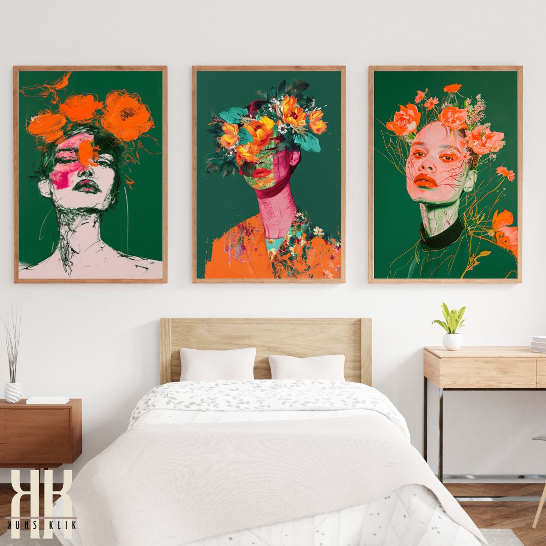 Bold Green and Pink Fashion Illustration Wall Art