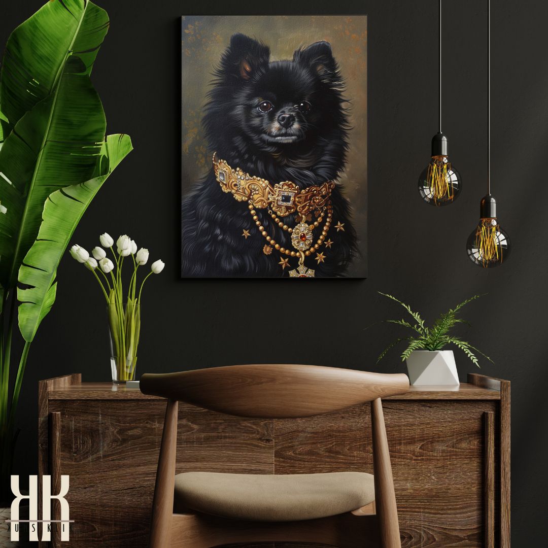 Pomeranian Dog Royal Portrait Dressed as Royalty