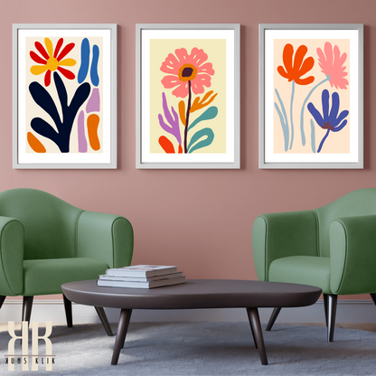 Contemporary Botanical Flat Floral Wall Art - 1