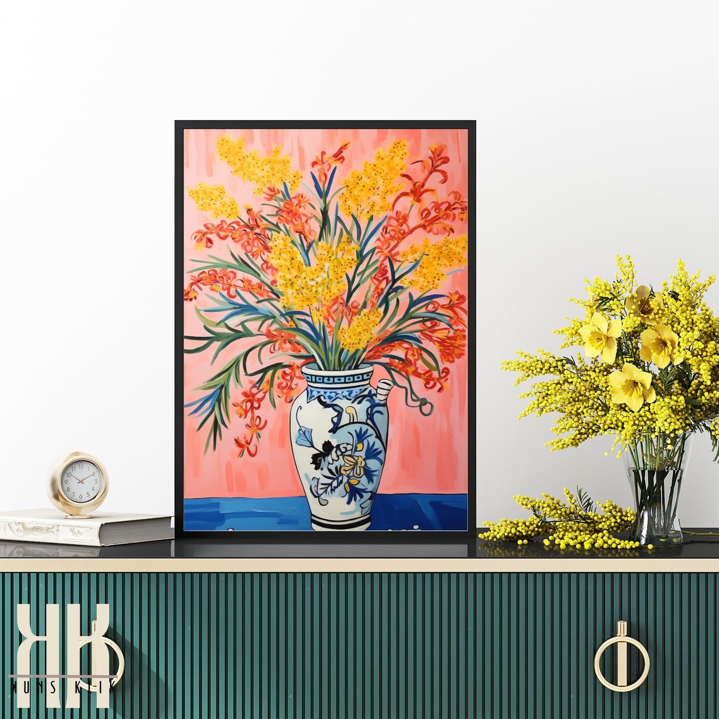 Vibrant Flower Bouquet Contemporary Wall Art - 1