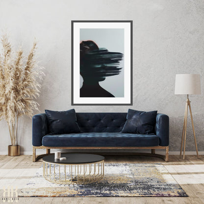 Altered Face Black and White Wall Art Print