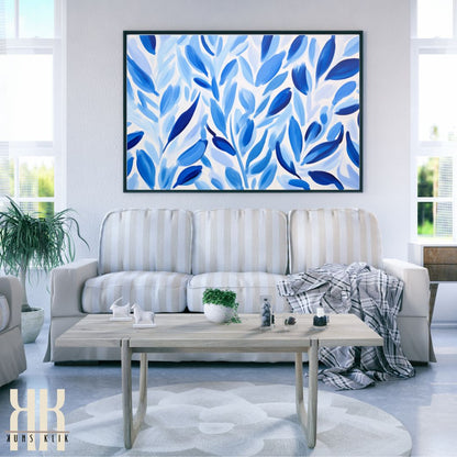 Modern Blue Floral Art Work