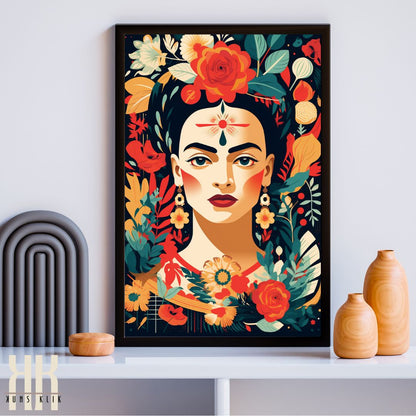 Floral Frida Kahlo Art Print