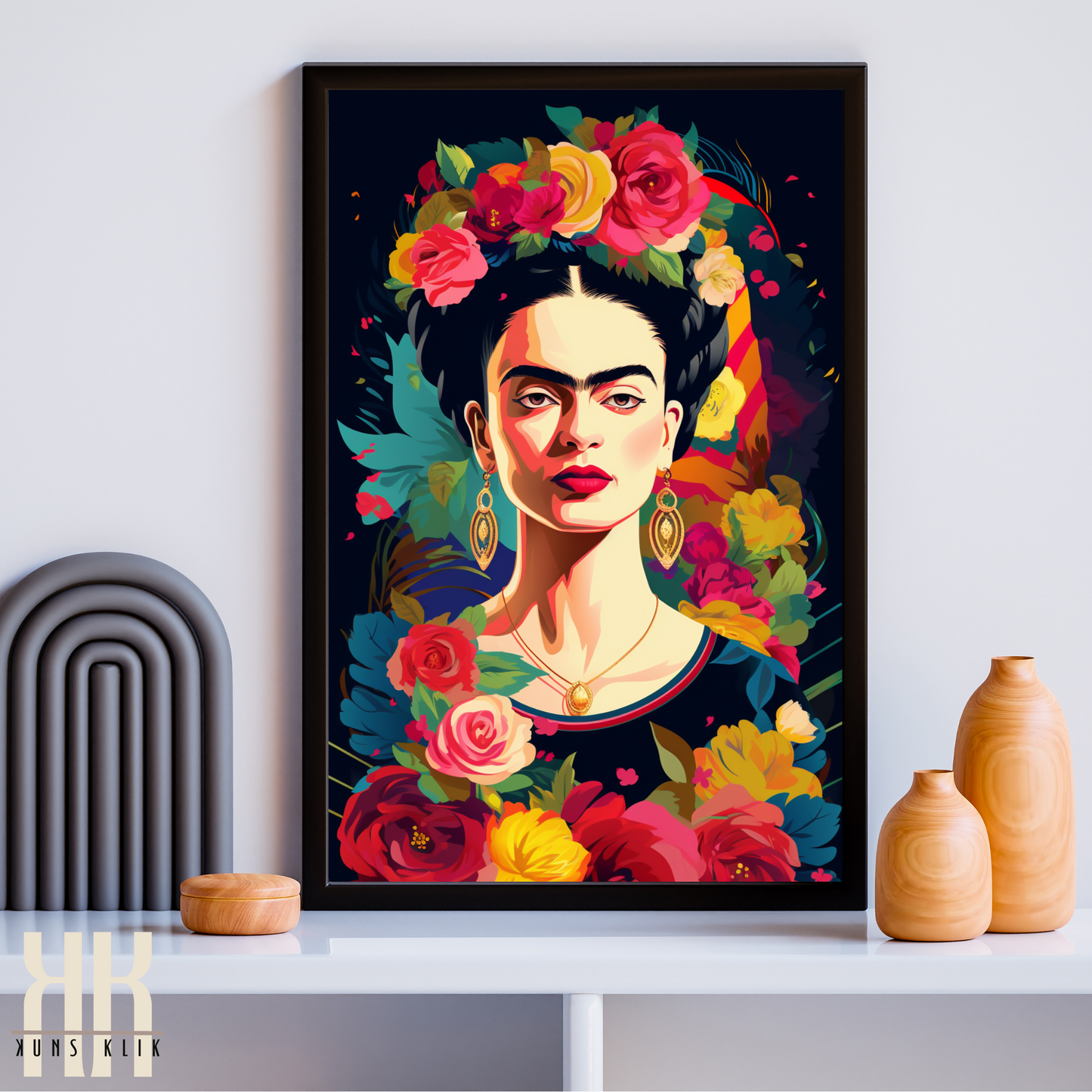 Frida Kahlo Bold Colourful Portrait Wall Art - 7