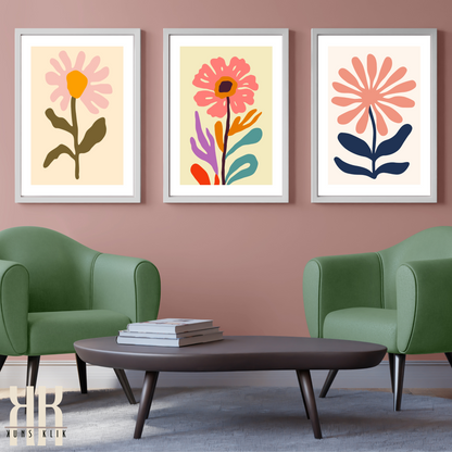 Contemporary Botanical Flat Floral Wall Art - 5