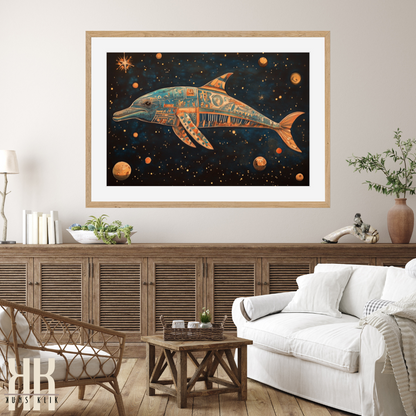 Surreal Dolphin in a Cosmic Realm - Unique Universe Wall Decor