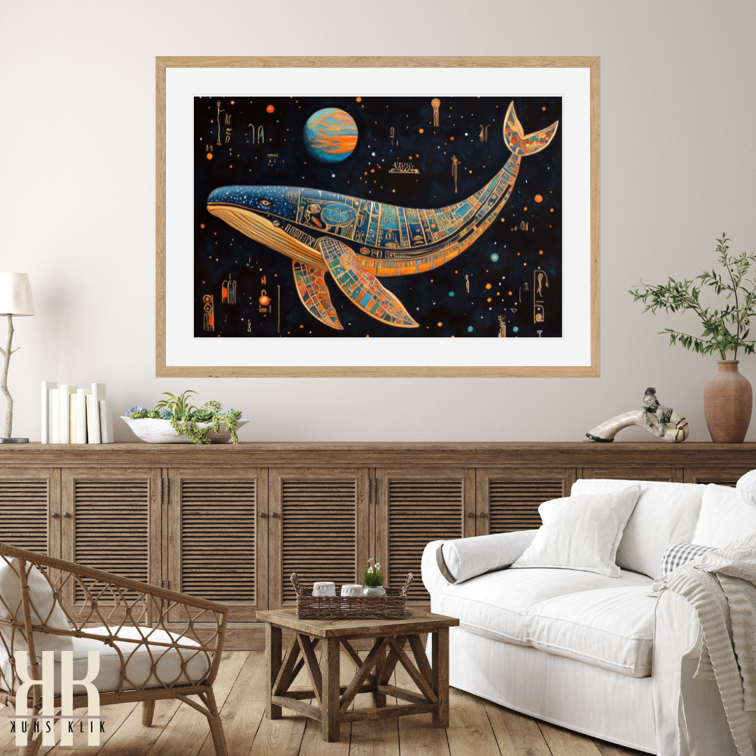 Fantasy Cosmic Whale Art Print - Vibrant Dreamlike Decor