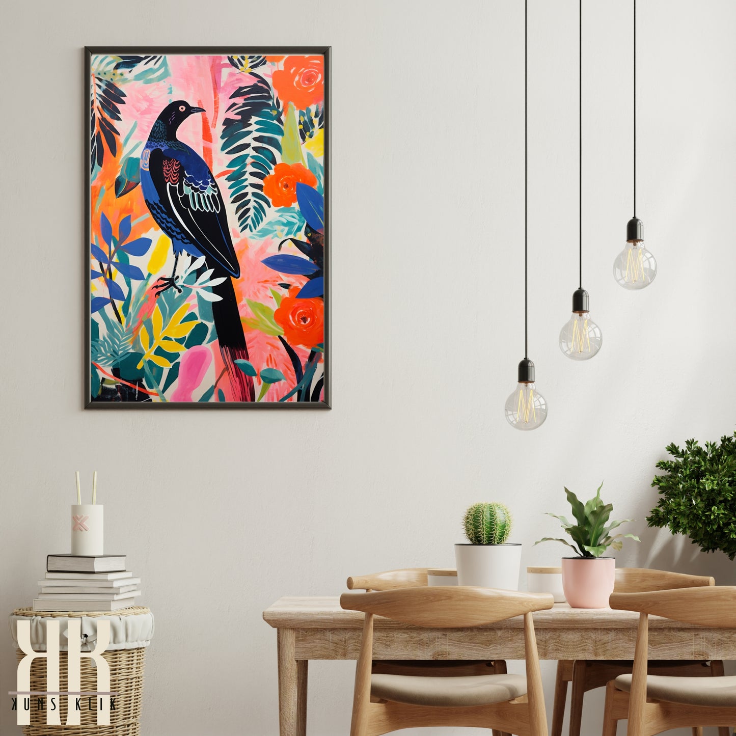 Bright Bold Birds on Botanical Background Art - 3