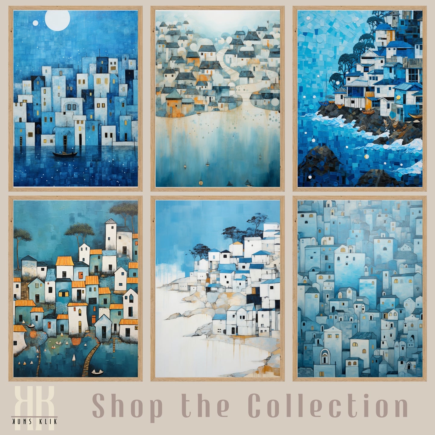 Nautical Theme Coastal Town Artwork - 7