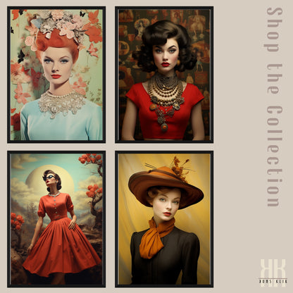 Vintage Elegant Woman Portrait Prints - 3