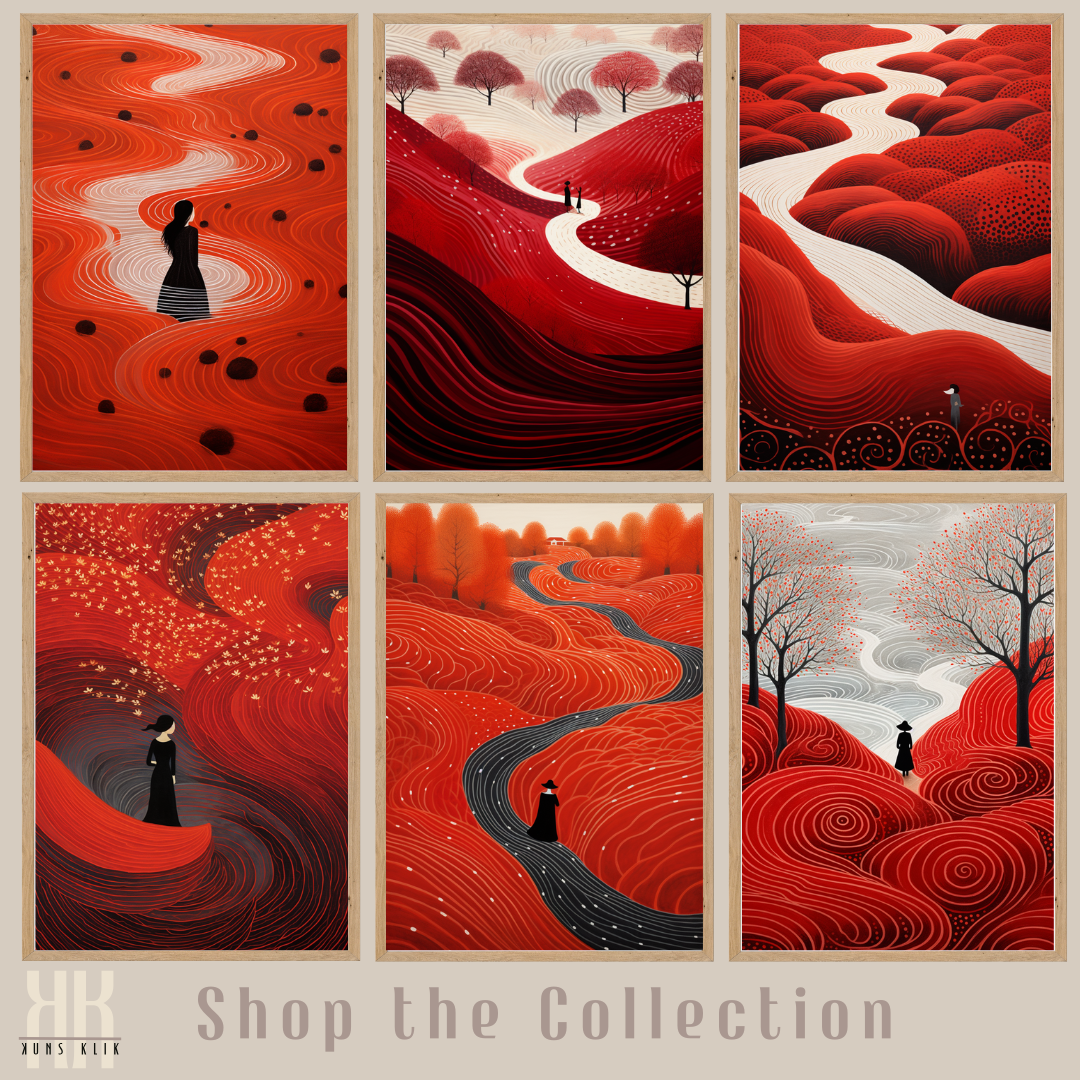 Contemporary Red Field with Path Art Print