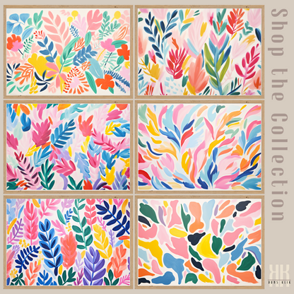 Colourful Leaf Broad Brush Stroke Matisse Pattern Print - 25