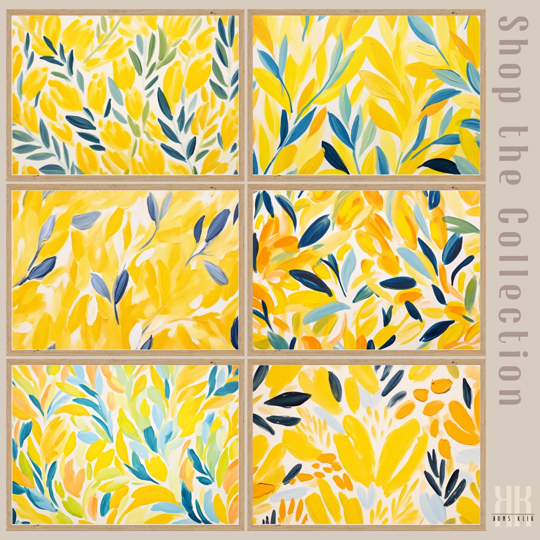 Sunny Yellow Floral Abstract Wall Art