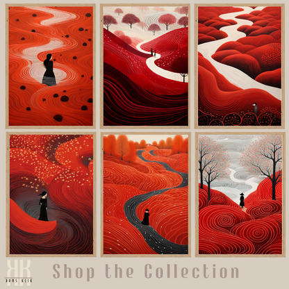 Surreal Red Landscape Art