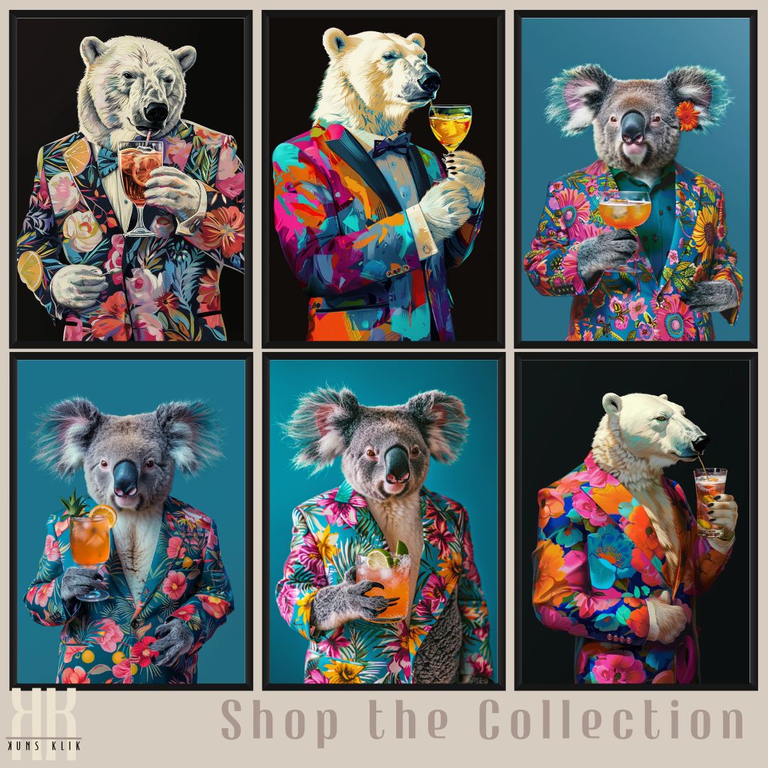 Polar Bear in Bold Floral Blazer