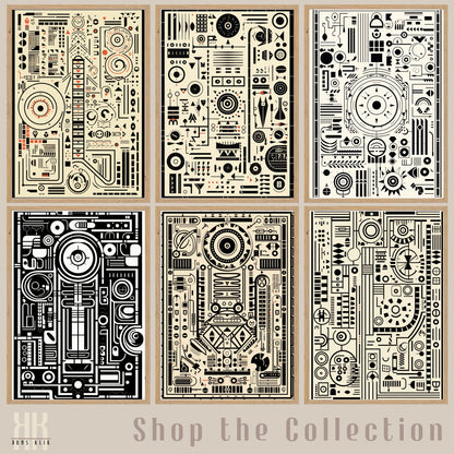 Modern Abstract Circuitry Pattern Art - 9