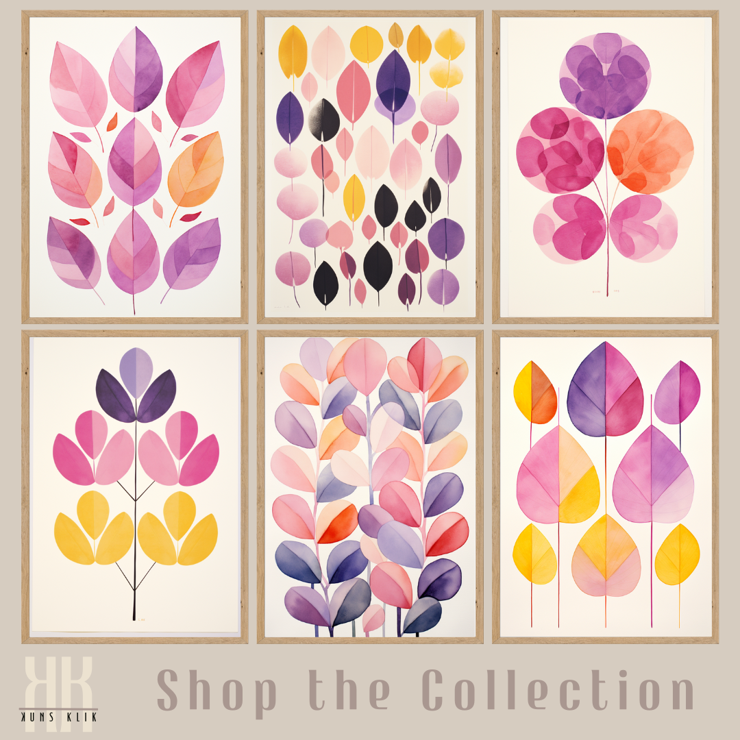 Modern Watercolour Leaves Print Minimalist Botanical Decor