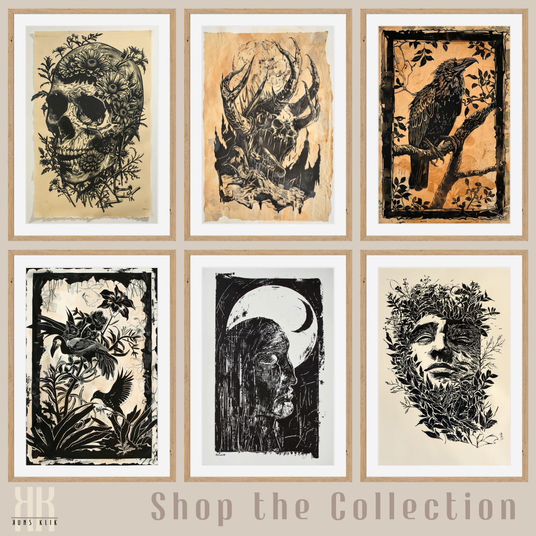 Strange Dark Creature Vintage Etching Wall Art