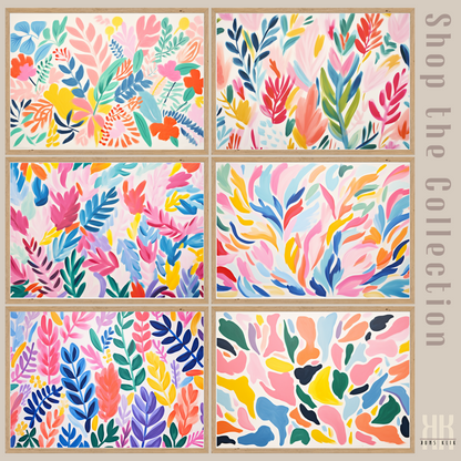 Colourful Leaf Broad Brush Stroke Matisse Pattern Print - 22