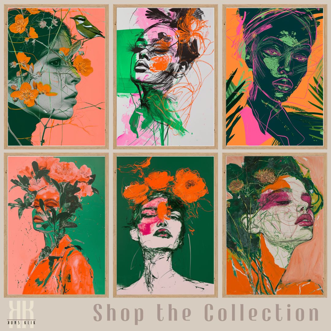 Bold Green and Pink Fashion Illustration Wall Art