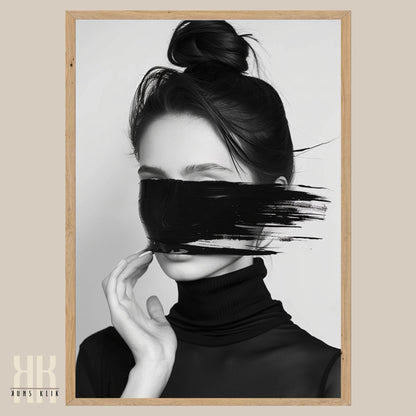 Minimalist Female Portrait in Bold Black and White Design