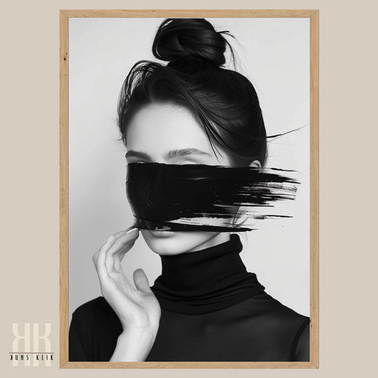Minimalist Female Portrait in Bold Black and White Design
