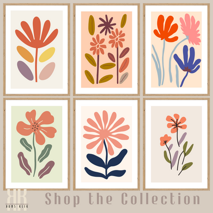 Contemporary Botanical Flat Floral Wall Art - 1