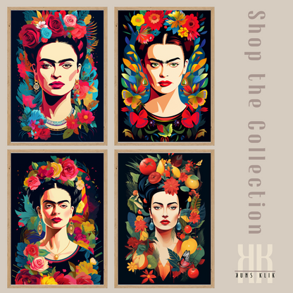 Frida Kahlo Bold Colourful Portrait Wall Art - 8