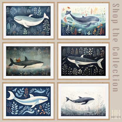 Scandinavian Whale Folk Art Print - 6