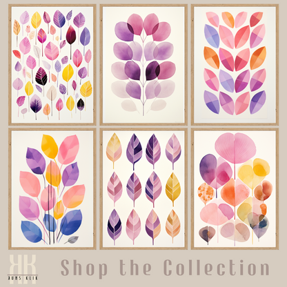 Modern Watercolour Leaves Print Minimalist Botanical Decor