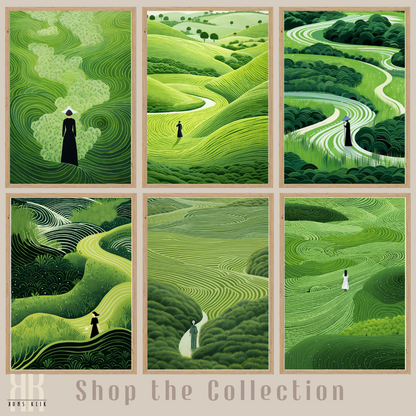 Soft Green Curves Landscape Art Minimalist Print