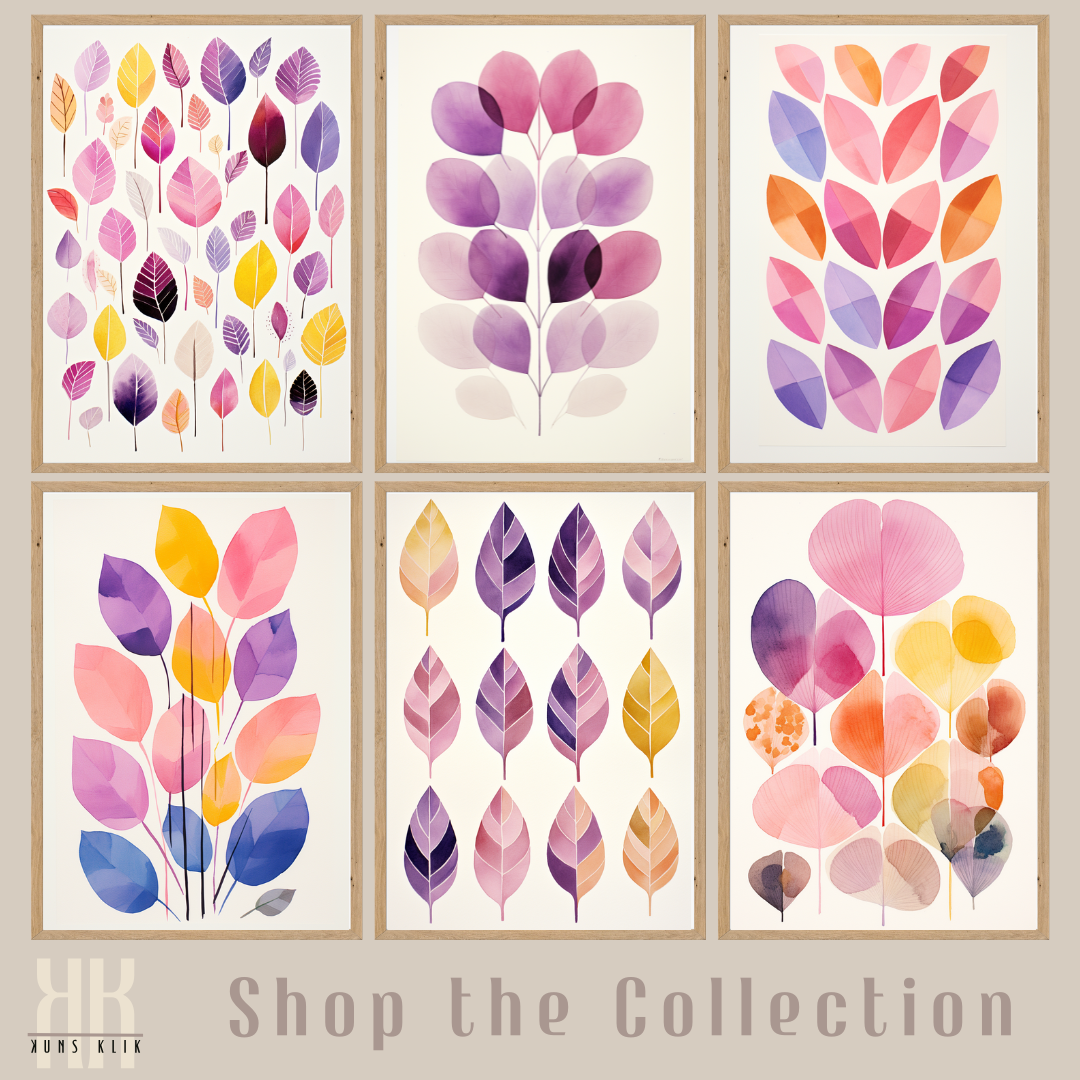 Delicate Watercolour Leaves Print Minimalist Botanical Decor